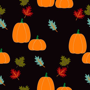 Düz Vektör Sonbahar Ağaç Yaprağının Kusursuz Deseni