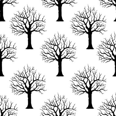 siluet ağaç vektör çizim sanatı