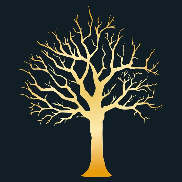 Gyllene Silhuett Träd Vektor Illustration Sömlös Mönster — Stock vektor