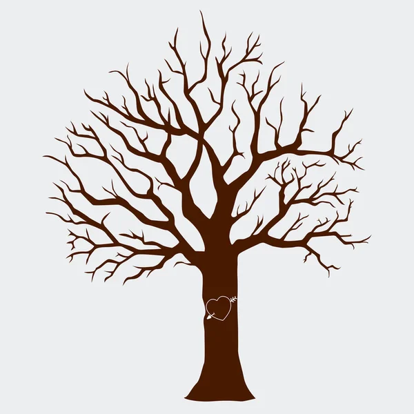 Silhouette Der Baum Vektorillustration Mit Herz — Stockvektor