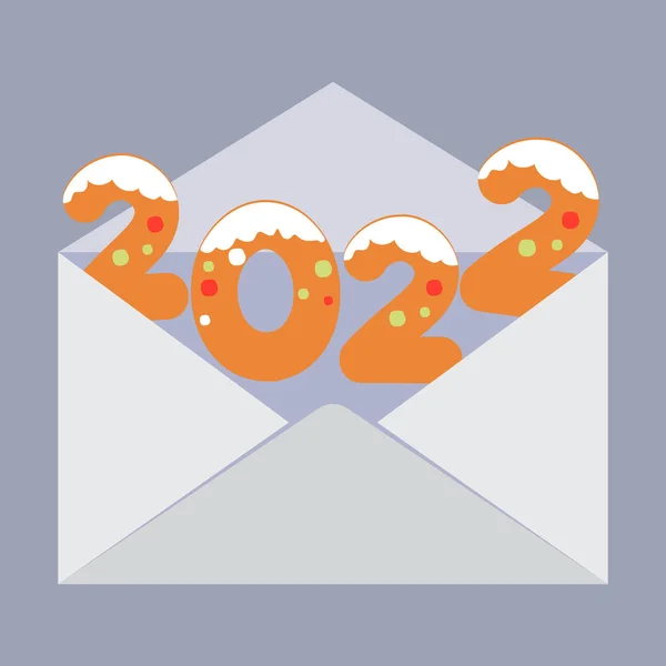 Cute Envelope Card 2022 Sign Vector Illustration — Stock Vector