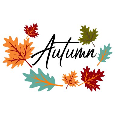 Yapraklı sonbahar süsü. Vektör sanatı illüstrasyonu