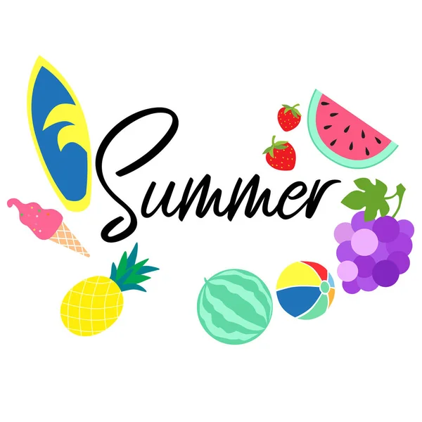 Decoración Verano Con Fruta Ilustración Arte Vectorial — Vector de stock