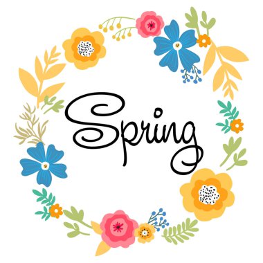 Çiçekli bahar süslemesi. Vektör sanatı illüstrasyonu