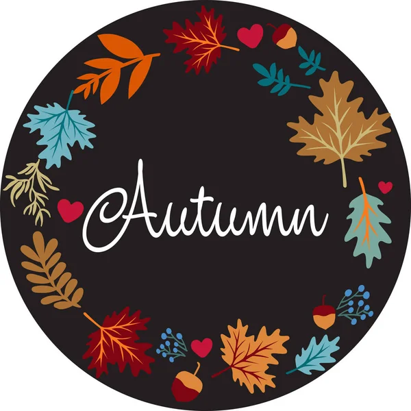 Decoração Outono Com Folhas Ilustração Arte Vetorial —  Vetores de Stock