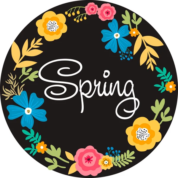 Decoração Primavera Com Flores Ilustração Arte Vetorial — Vetor de Stock