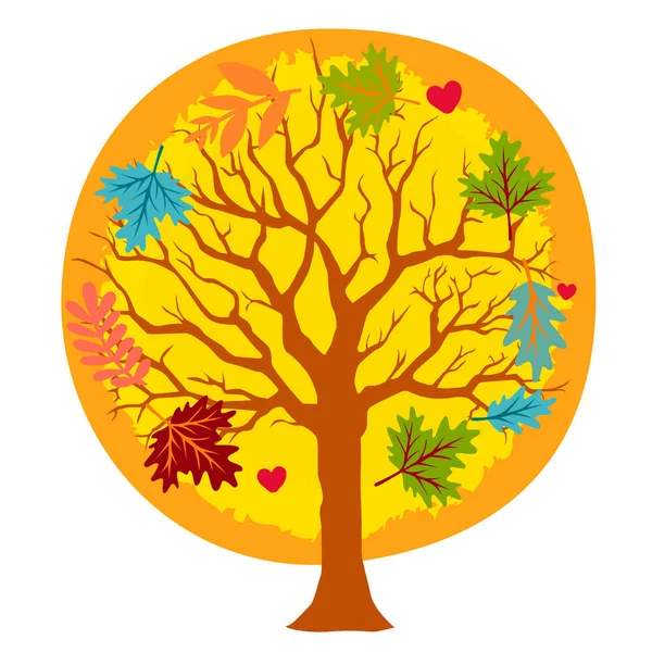 Albero Autunnale Con Foglie Illustrazione Vettoriale — Vettoriale Stock