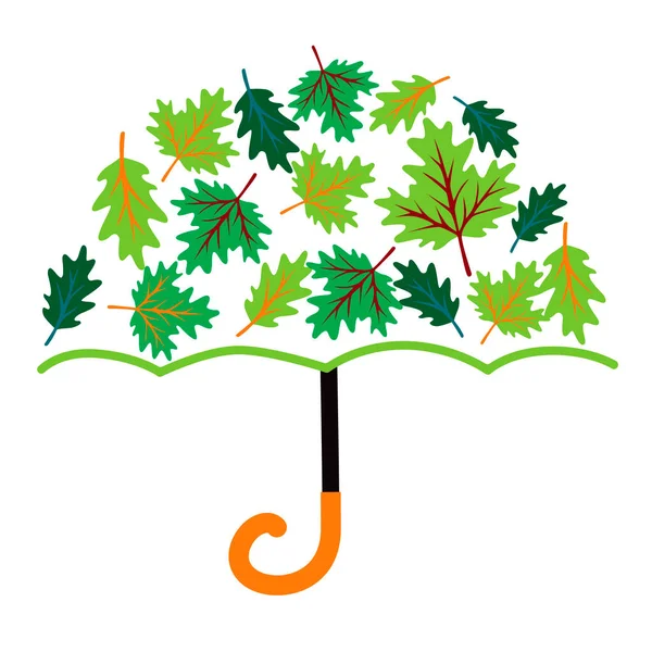 Umbrella Leaves Spring Vector Illustration Art — Stock Vector