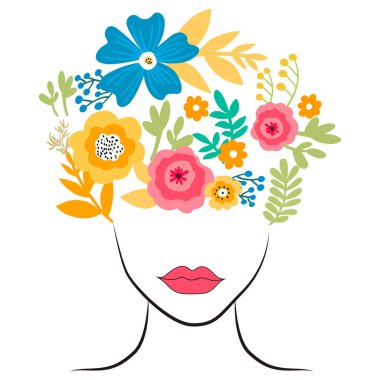  Çiçek resimli kadın silueti.