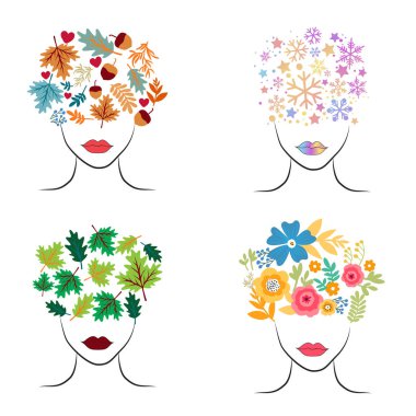 Çiçek resimli bir kadın silueti.