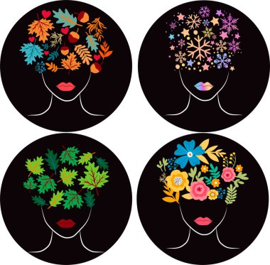 Çiçek resimli bir kadın silueti.