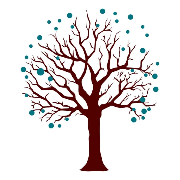 Winterbaum Mit Blättern Vektorillustration — Stockvektor