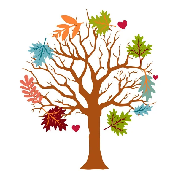 Árvore Outono Com Folhas Ilustração Vetorial — Vetor de Stock