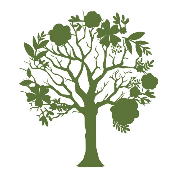 Árbol Primavera Con Hoja Ilustración Vectorial — Archivo Imágenes Vectoriales