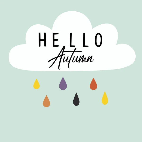 Hola Otoño Lindo Signo Nube Vector Plano — Archivo Imágenes Vectoriales