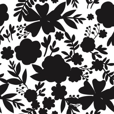 Siyah ve beyaz çiçeksiz desenli arka plan