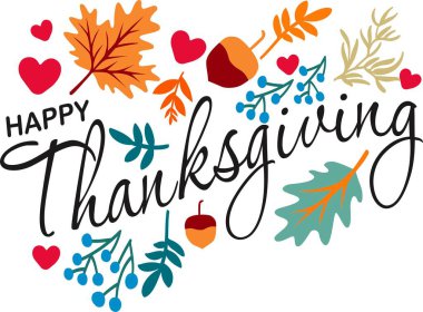 Şükran Günü tebrik kartın kutlu olsun. Vektör illüstrasyonu.