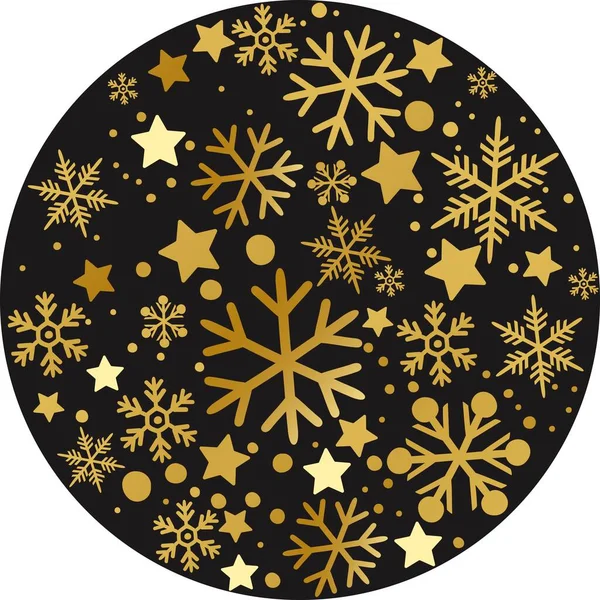 Золотые Круглые Снежинки Векторная Иллюстрация — стоковый вектор