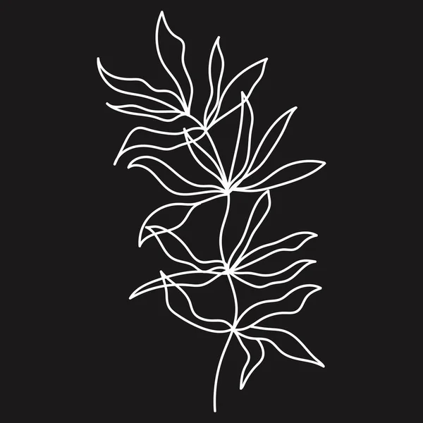 Liniové Umění Krásné Rostlinné Větve Vektorová Ilustrace — Stockový vektor