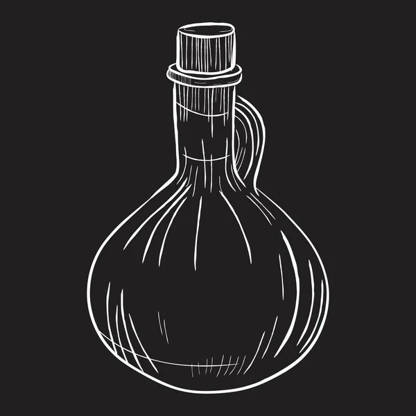 Line Art Vintage Zeichnung Der Flasche Vektorillustration — Stockvektor