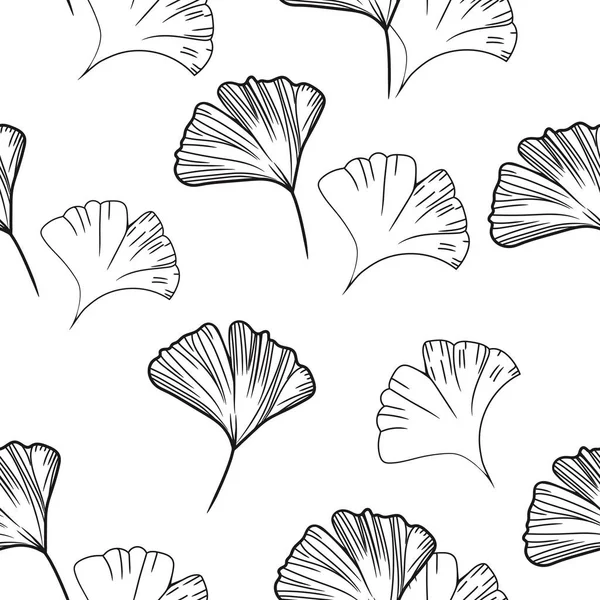 Ligne Dessinée Main Illustration Ginkgo Biloba — Image vectorielle