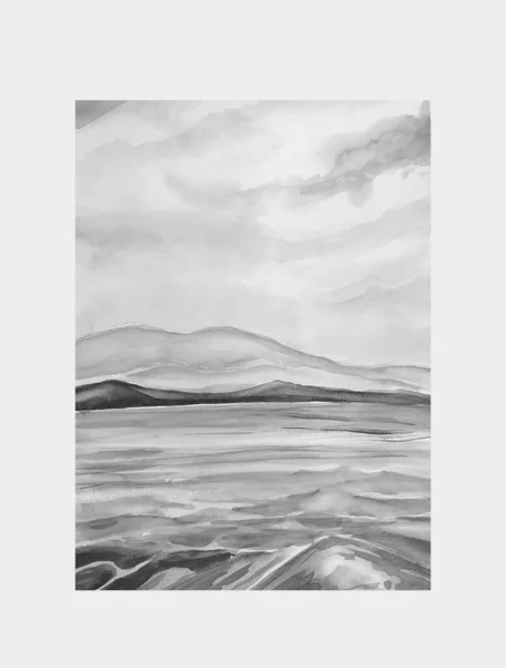 Akvarell Ritning Havet Bakgrund — Stockfoto