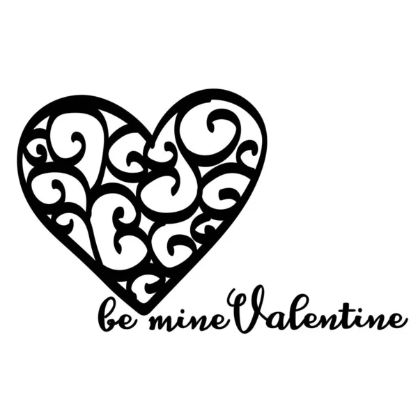 Mía Valentine Esquema Elegante Dibujo Corazón Ilustración Vectorial — Archivo Imágenes Vectoriales