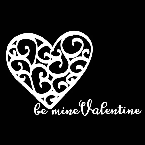 Mía Valentine Esquema Elegante Dibujo Corazón Ilustración Vectorial — Archivo Imágenes Vectoriales