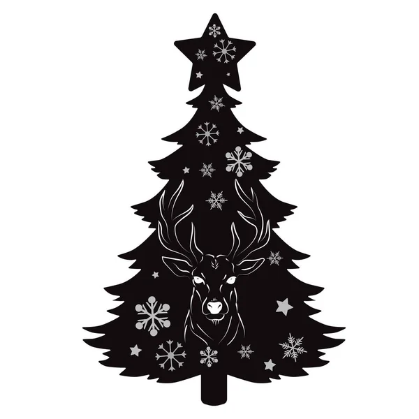 Elegante Umrisszeichnung Des Weihnachtsbaums Vektorillustration — Stockvektor