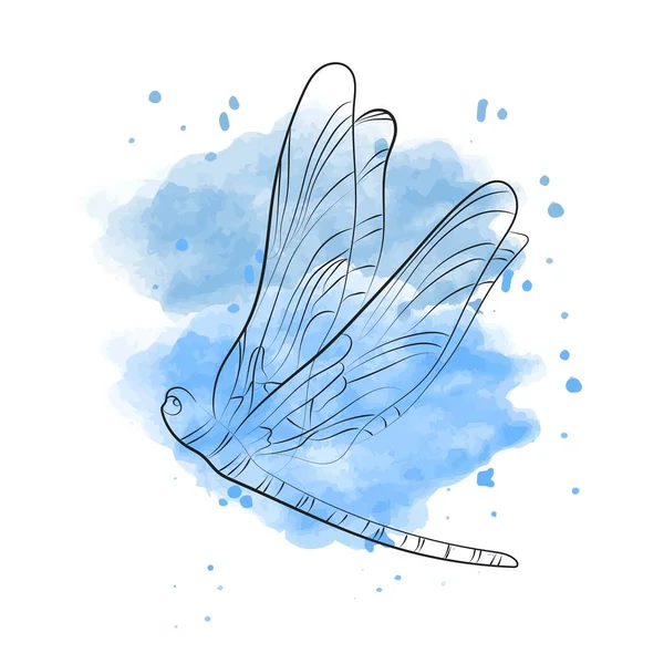 Elegant Outline Drawing Dragonfly Vector Illustration — Stock vektor