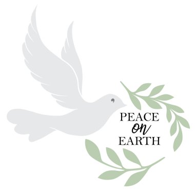 Dünya barışı, zarif güvercin kuşu. Vektör illüstrasyon sanatı.