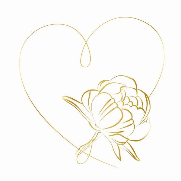 Ανθισμένο Λουλούδι Καρδιά Λευκό Φόντο — Διανυσματικό Αρχείο