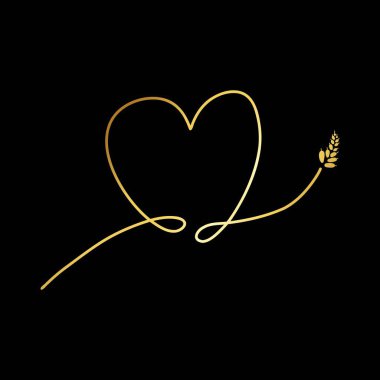 Kurdeleli altın kalp şekli. vektör illüstrasyonu