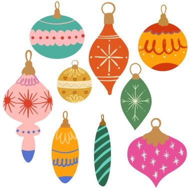 Beyaz, vektör illüstrasyonunda noel süslemeleri