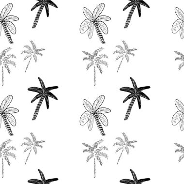 Palmiye ağaçları ve canavar yapraklarıyla pürüzsüz bir desen..