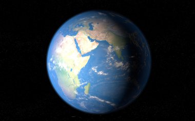 siyah bir zemin üzerine Dünya gezegeninin