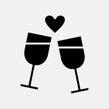 Simgesel romantik randevu. Sevgililer Günü kutlamaları. Semboller kabartma şeklinde. Parmak izleri, posterler, logo, parti dekorasyonu, tebrik kartı vs..