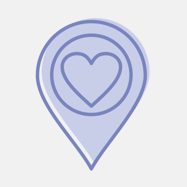 Simge aşk mekanı. Sevgililer Günü kutlamaları. İki ton şeklinde simgeler. Parmak izleri, posterler, logo, parti dekorasyonu, tebrik kartı vs..