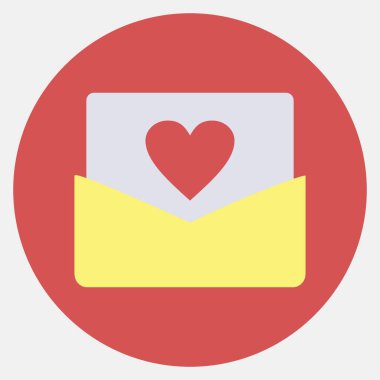 Simge aşk mektubu. Sevgililer Günü kutlamaları. Renkli eş tarzında simgeler. Parmak izleri, posterler, logo, parti dekorasyonu, tebrik kartı vs..