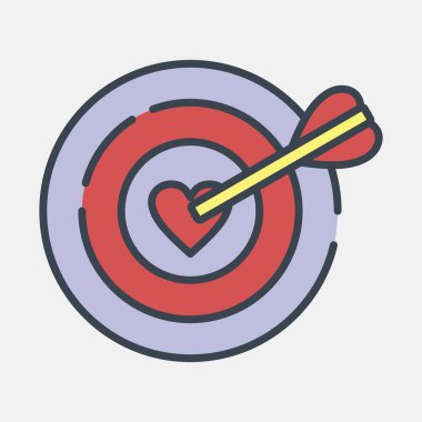 Simge aşk hedefi. Sevgililer Günü kutlamaları. Satır biçiminde simgeler. Parmak izleri, posterler, logo, parti dekorasyonu, tebrik kartı vs..