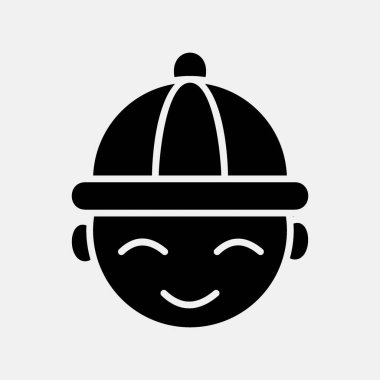 İkon Çinli çocuk. Çin Yeni Yıl kutlamaları. Semboller kabartma şeklinde. Parmak izleri, posterler, logo, parti dekorasyonu, tebrik kartı vs..