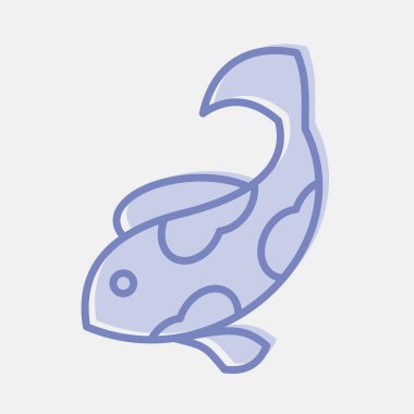 Icon koi balığı. Çin Yeni Yıl kutlamaları. İki ton şeklinde simgeler. Parmak izleri, posterler, logo, parti dekorasyonu, tebrik kartı vs..