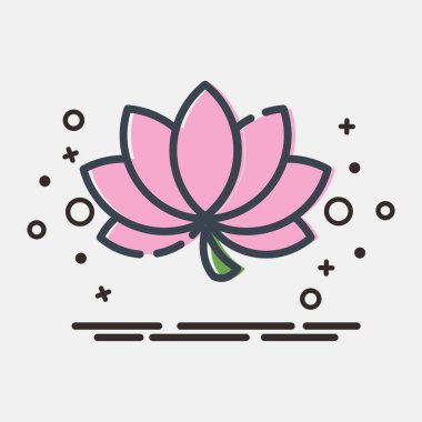 Icon lotus. Chinese New Year celebration elements. Icons in MBE style. Good for prints, posters, logo, party decoration, greeting card, etc.