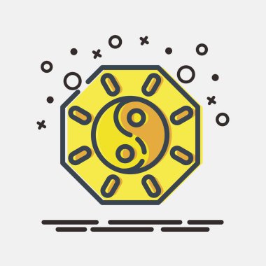 Simge yin yang sembolü. Çin Yeni Yıl kutlamaları. MBE tarzında simgeler. Parmak izleri, posterler, logo, parti dekorasyonu, tebrik kartı vs..