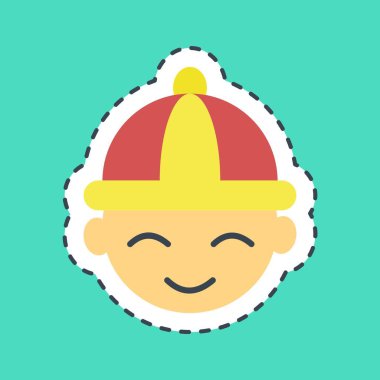 Çıkartma çizgisi Çinli çocuğu kesti. Çin Yeni Yıl kutlamaları. Parmak izleri, posterler, logo, parti dekorasyonu, tebrik kartı vs..