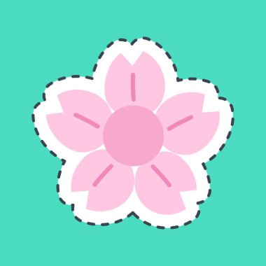 Çıkartma çizgisi Çin çiçeklerini kesti. Çin Yeni Yıl kutlamaları. Parmak izleri, posterler, logo, parti dekorasyonu, tebrik kartı vs..