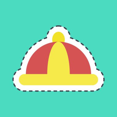 Etiket çizgisi Çin şapkasını kesti. Çin Yeni Yıl kutlamaları. Parmak izleri, posterler, logo, parti dekorasyonu, tebrik kartı vs..