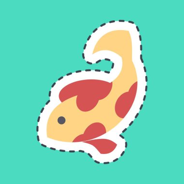 Çıkartma çizgisi koi balığını kesti. Çin Yeni Yıl kutlamaları. Parmak izleri, posterler, logo, parti dekorasyonu, tebrik kartı vs..