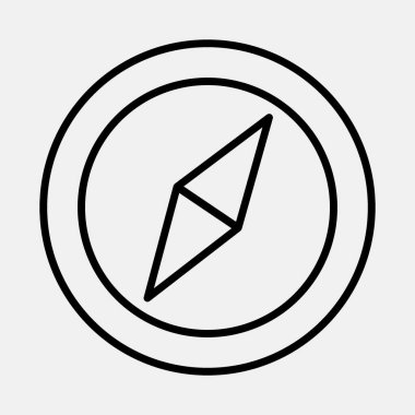 Simge pusula. Kamp ve macera unsurları. Satır biçiminde simgeler. Parmak izi, poster, logo, reklam, bilgi grafikleri vs. için iyi.