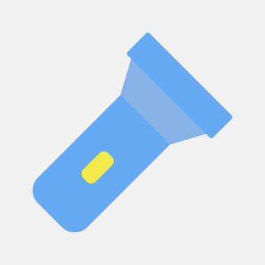 Simge cep feneri. Kamp ve macera unsurları. Simgeler düz stil. Parmak izi, poster, logo, reklam, bilgi grafikleri vs. için iyi.